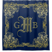 Regal金ゴールドモノグラム背景色を選択 シャワーカーテン (正面)