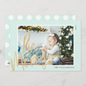 Regal & モダン金ゴールドBe Merryクリスマスフォト シーズンカード (正面/裏面)