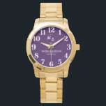 Regal Amethyst Dial – Custom Gold Wedding  腕時計<br><div class="desc">Regal Amethyst Dial – Custom Gold Wedding Watch with Personal Engraving Descriere (SEO): Celebrate your union with this regal custom wedding watch, featuring a stunning amethyst-purple dial contrasted by a gleaming gold-tone bracelet. Personalized with your names and special date, this elegant timepiece turns every glance into a reminder of love...</div>