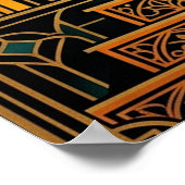 Regal Art Deco Hound Dog Gold Silhouette ポスター (角)