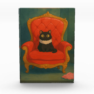 Regal Black Cat on Red Throne フォトブロック