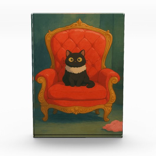 Regal Black Cat on Red Throne フォトブロック (正面)