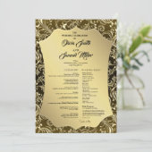 Regal Black Gold Damask Wedding Program 招待状 (スタンド正面)