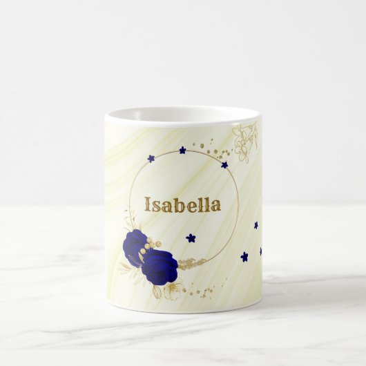 regal blue blooms golden foliage marble コーヒーマグカップ (中央)