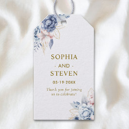 Regal Blue & White Wedding Invitation with Gold  ギフトタグ
