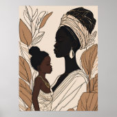 Regal Bond – Mother and Daughter Line Art ポスター (正面)