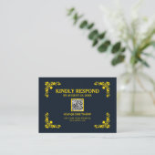 Regal Contrast Midnight Blue & Gold QR RSVP Card エンクロージャーカード (スタンド正面)