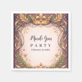 Regal Crown Fleur-de-Lis Mardi Gras スタンダードカクテルナプキン (正面)