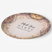 Regal Crown Fleur-de-Lis Mardi Gras ペーパープレート (アングル)