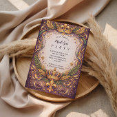 Regal Crown Fleur-de-Lis Mardi Gras 招待状