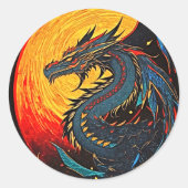 Regal Dragon Moon Sticker – 神話のパワー！ ラウンドシール (正面)