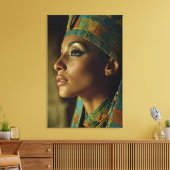 Regal Egyptian Queen Turquoise Gold Portrait キャンバスプリント (インサイチュ (リビング))