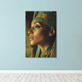 Regal Egyptian Queen Turquoise Gold Portrait キャンバスプリント (インサイチュ (ウッドフロア))