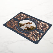 Regal Embellised Save The Date Photo Frame Navy 箔招待状 (回転した状態)