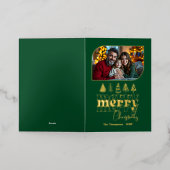 Regal Festive Hand Drawn Merry Christmas Photo 箔シーズンカード (外側レイダウン)