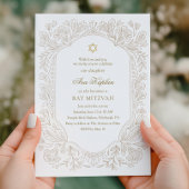 Regal Gold Floral Bat Mitzvah  招待状