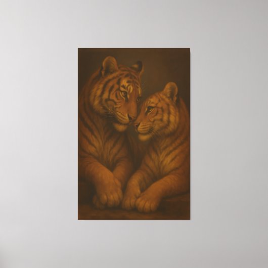 Regal Golden-Tone White Tiger Couple – Museum-Grad キャンバスプリント (正面)