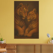 Regal Golden-Tone White Tiger Couple – Museum-Grad キャンバスプリント (インサイチュ (リビング))
