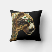 Regal Grace:金ゴールド・ジャガーがエメラルドで飾られた クッション (裏面)