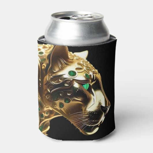 Regal Grace:金ゴールド・ジャガーがエメラルドで飾られた 缶クーラー (缶正面)