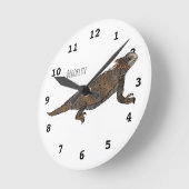Regal horned lizard cartoon illustration ラウンド壁時計 (傾斜)