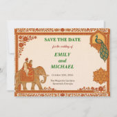 Regal Indian Elephant Gold & Saffron Save the Date (正面)