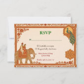 Regal Indian Floral Peacock RSVP Card (正面)
