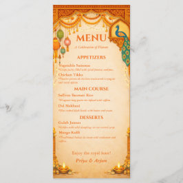 Regal Indian Wedding Menu Card | Gold & Saffron メニュー