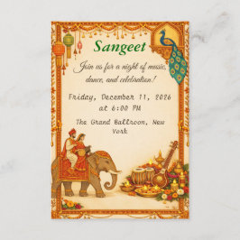 Regal Indian Wedding Sangeet Details Card エンクロージャーカード
