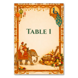 Regal Indian Wedding Table Number Card | Gold  テーブルナンバー