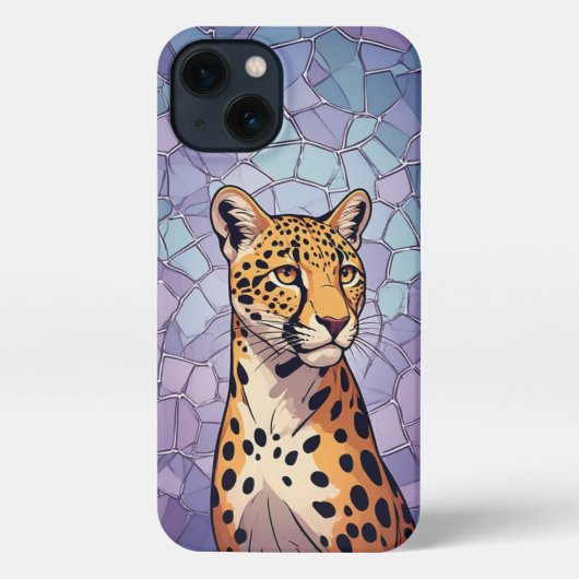 🐆 Regal Leopard Mosaic Luxury Wildlife Art 🐆 iPhoneケース (裏面)