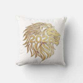 Regal Lion Head Emblem with 2026 and Gold Foil  クッション