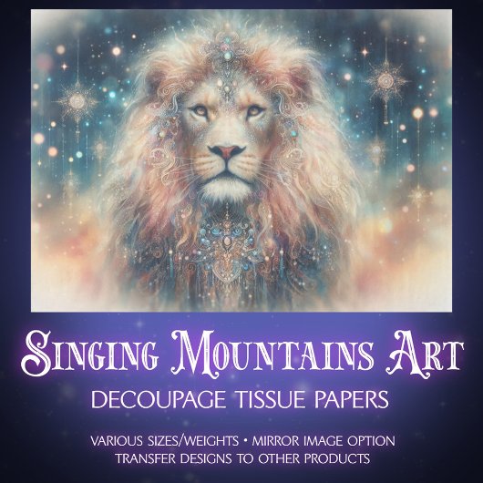 Regal Lion of Judah Christian Art Decoupage 薄葉紙