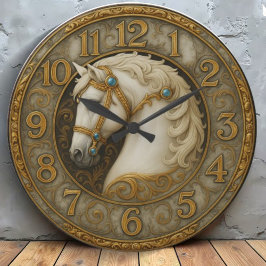  Regal majestic White noble horse ラージ壁時計
