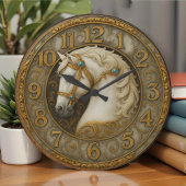  Regal majestic White noble horse ラージ壁時計