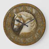  Regal majestic White noble horse ラージ壁時計 (正面)