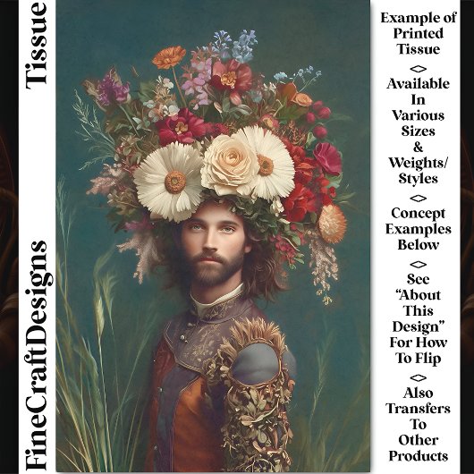 Regal Man, Flowers Headpiece / Crown CP6 Decopage 薄葉紙