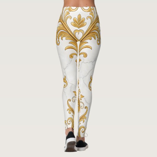 Regal Marble Seamless Pattern – Gold Baroque  レギンス (裏面)