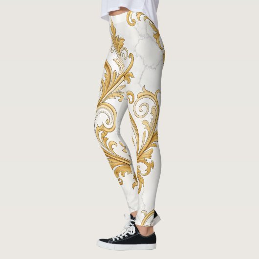 Regal Marble Seamless Pattern – Gold Baroque  レギンス (左)