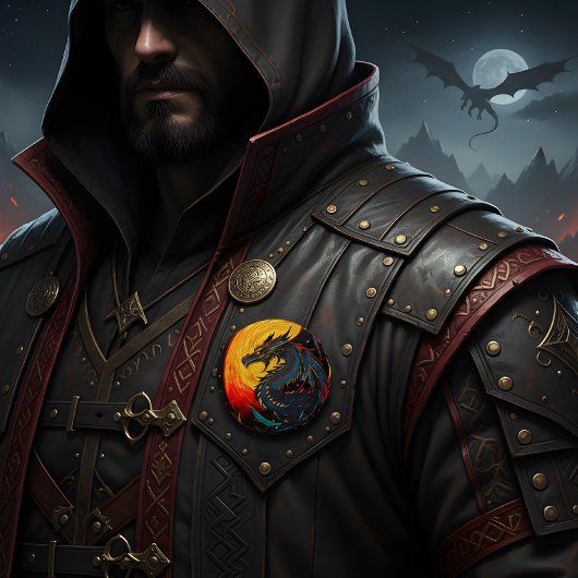 Regal Moonlit Dragonボタン – はっきりした & 威厳のある 缶バッジ