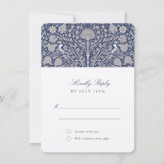 Regal NavyとCream RSVP結婚の 招待状 (正面)