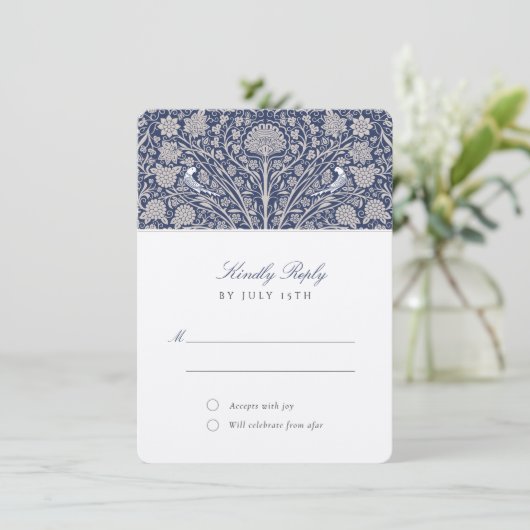 Regal NavyとCream RSVP結婚の 招待状 (スタンド正面)