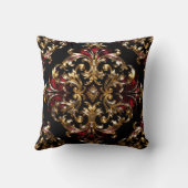 Regal Noir パターン | ゴールドの装飾と深紅 クッション (裏面)