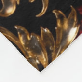 Regal Noir Pattern | Gold Scrollwork & Crimson フリースブランケット (角)