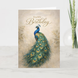 Regal Peacock Birthday Elegance カード