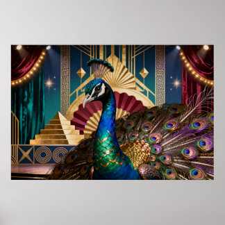 Regal Peacock in Golden Grandeur: A Majestic  ポスター