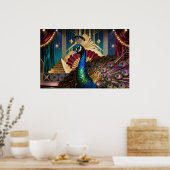 Regal Peacock in Golden Grandeur: A Majestic  ポスター (キッチン)