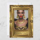 Regal Photo エレガント Birthday Party金ゴールド 招待状 (正面)