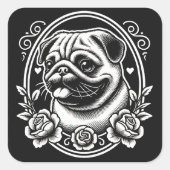 "Regal Pug Profile" スクエアシール (正面)