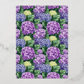 Regal Purple Floral Hydrangea 箔招待状 (裏面)